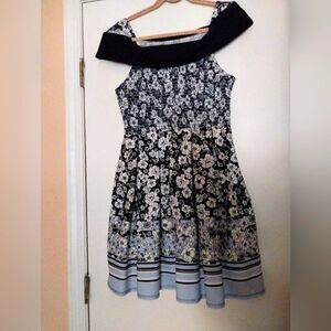 Floral Black and White Garden Party Dress